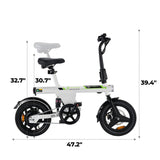 ISINWHEEL U1 14" Zusammenklappbares Elektrofahrrad 500W Motor 36V 7,8Ah Batterie