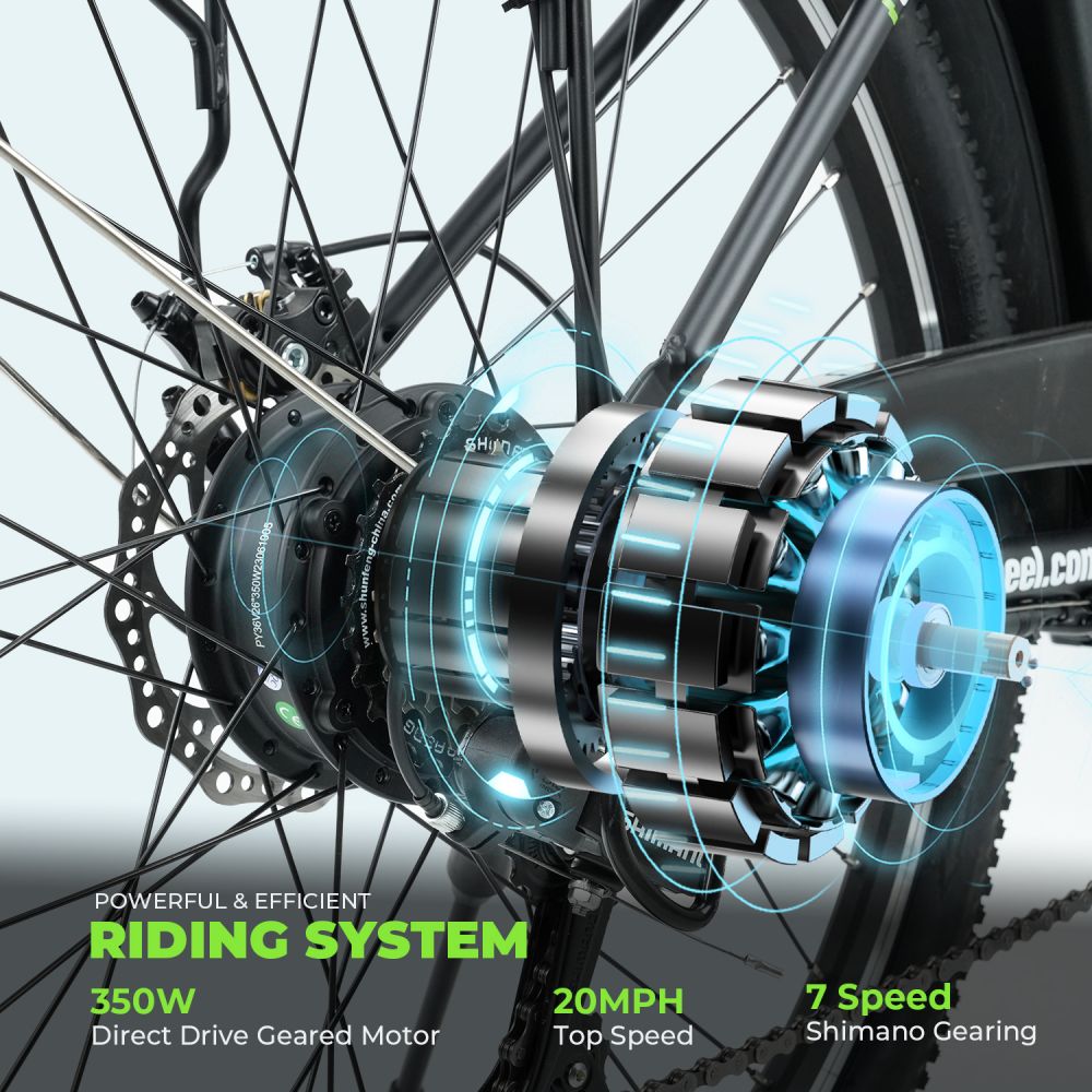 ISINWHEEL U2 26" Cruiser Pendel-Elektrofahrrad 500W Motor 36V 13Ah Batterie