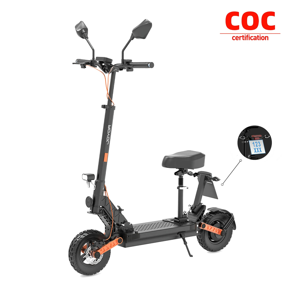 JOYOR S8E 10" Off-Road Moped Elektroroller mit Sitz NFC 800W Motor 48V 26Ah Batterie (EEC Zertifikat)
