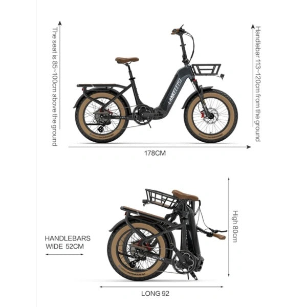 LANKELEISI GOLF-X 20 Step Thru faltbares City Elektrofahrrad 1000W Motor 48V 20Ah Batterie
