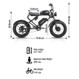 MEELOD DK300 PLUS 20" Elektrofahrrad im Retro-Moped-Stil 1200W Spitzenmotor 48V 20Ah Batterie