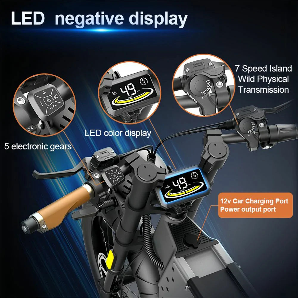 NEXXBIKE X5 Plus 20" Fat Tires Elektro-Dirtbike 2000W-Spitzenmotor 48V 25Ah Batterie mit NFC Schlüssel