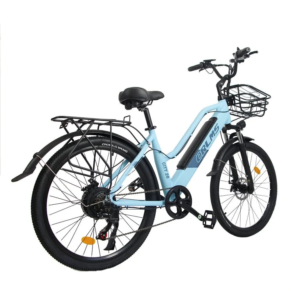ORLMS CITY BIKE 26" Damen E Bike mit Tiefeinstieg 500W Motor 48V 15AH Batterie