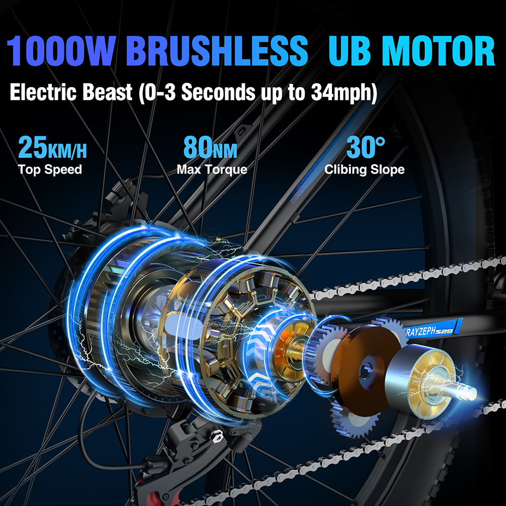 RAYZEPH S29 PRO 29" Elektrisches Mountainbike 1000W Motor 48V 21Ah Batterie
