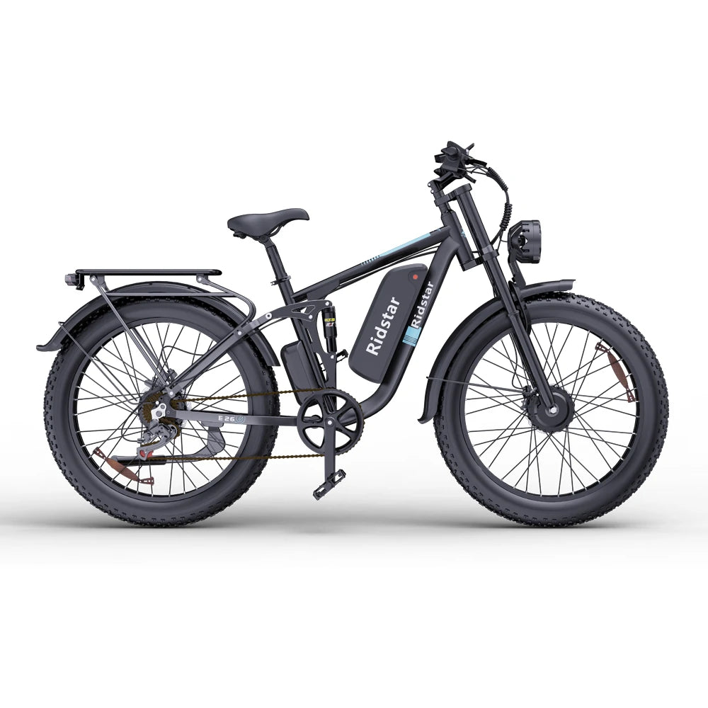 RIDSTAR E26 Pro 26" Fette Reifen E-Mountainbike 2000W Doppelmotor 48V 23Ah Batterie