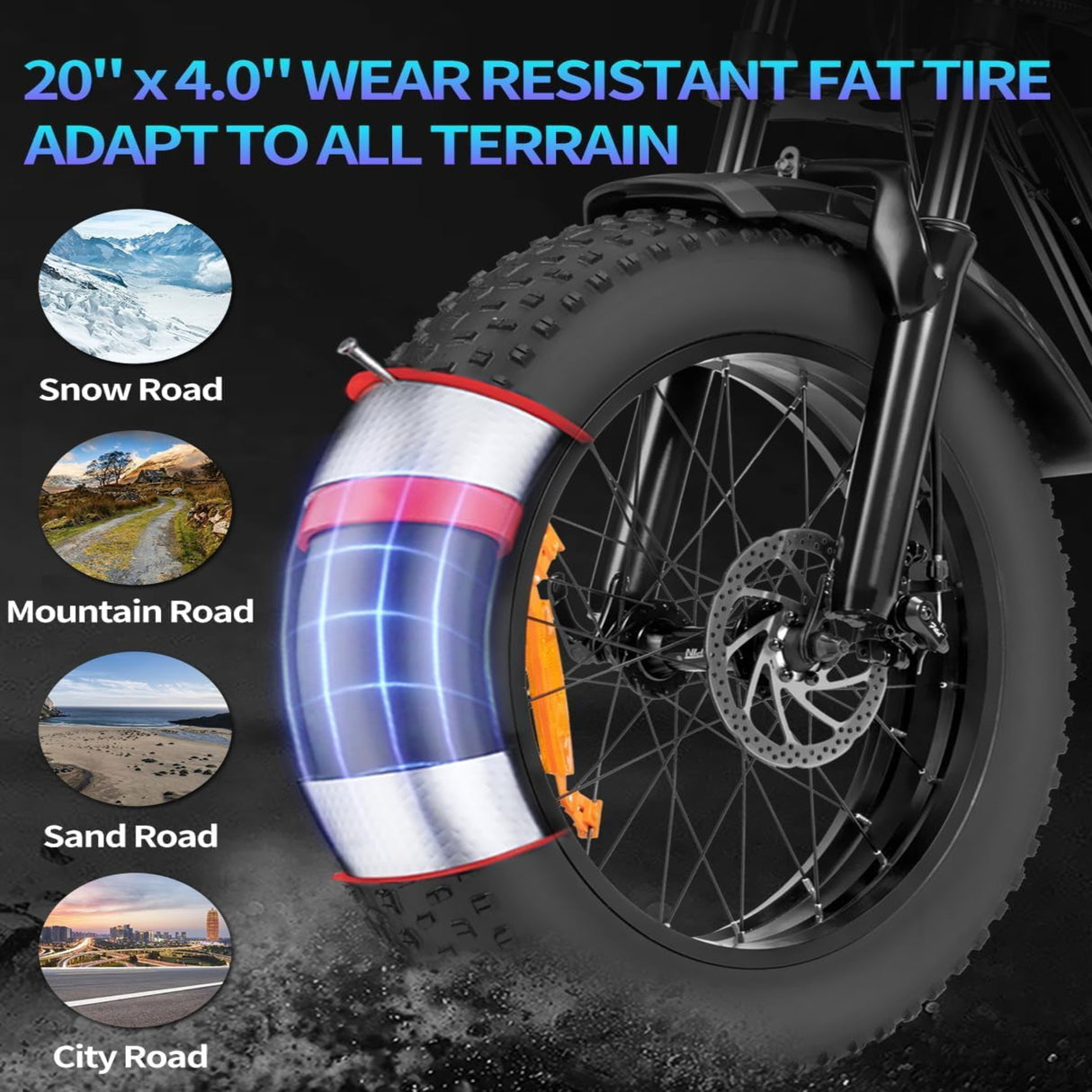 RIDSTAR Q20 Lite 20" Fat Tire Elektrofahrrad 1000W Motor 48V 15Ah Batterie