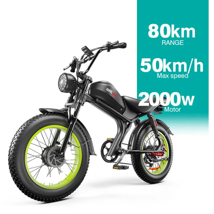 EMOKO C93 20" Fetter Reifen Offroad-Elektrofahrrad 1000W*2 Doppelter Motor 48V 20Ah/23Ah Batterie