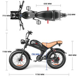 EMOKO C93 20" Fetter Reifen Offroad-Elektrofahrrad 1000W*2 Doppelter Motor 48V 20Ah/23Ah Batterie