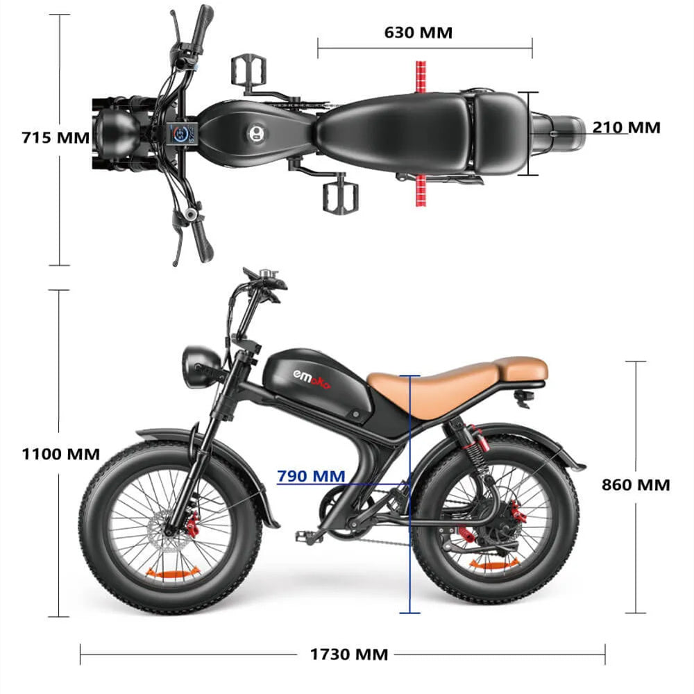 EMOKO C93 20" Fetter Reifen Offroad-Elektrofahrrad 1000W Motor 48V 20Ah Batterie