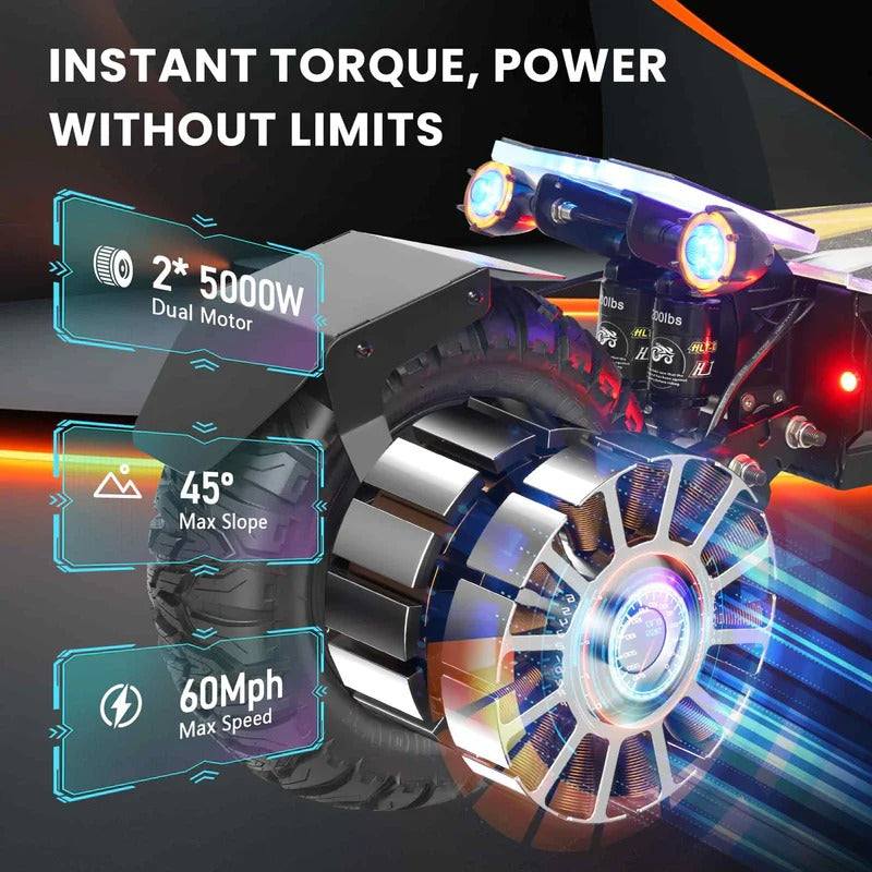 GLEERIDE A7 MAX 13" Offroad Elektroroller 2*5000W Motors 72V 50Ah Batterie